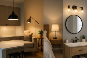 Lighting for every room in a modern home showing ambient, task and accent lighting