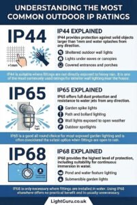 IP Ratings for Outdoor Lighting Explained (IP44, IP65, IP68)