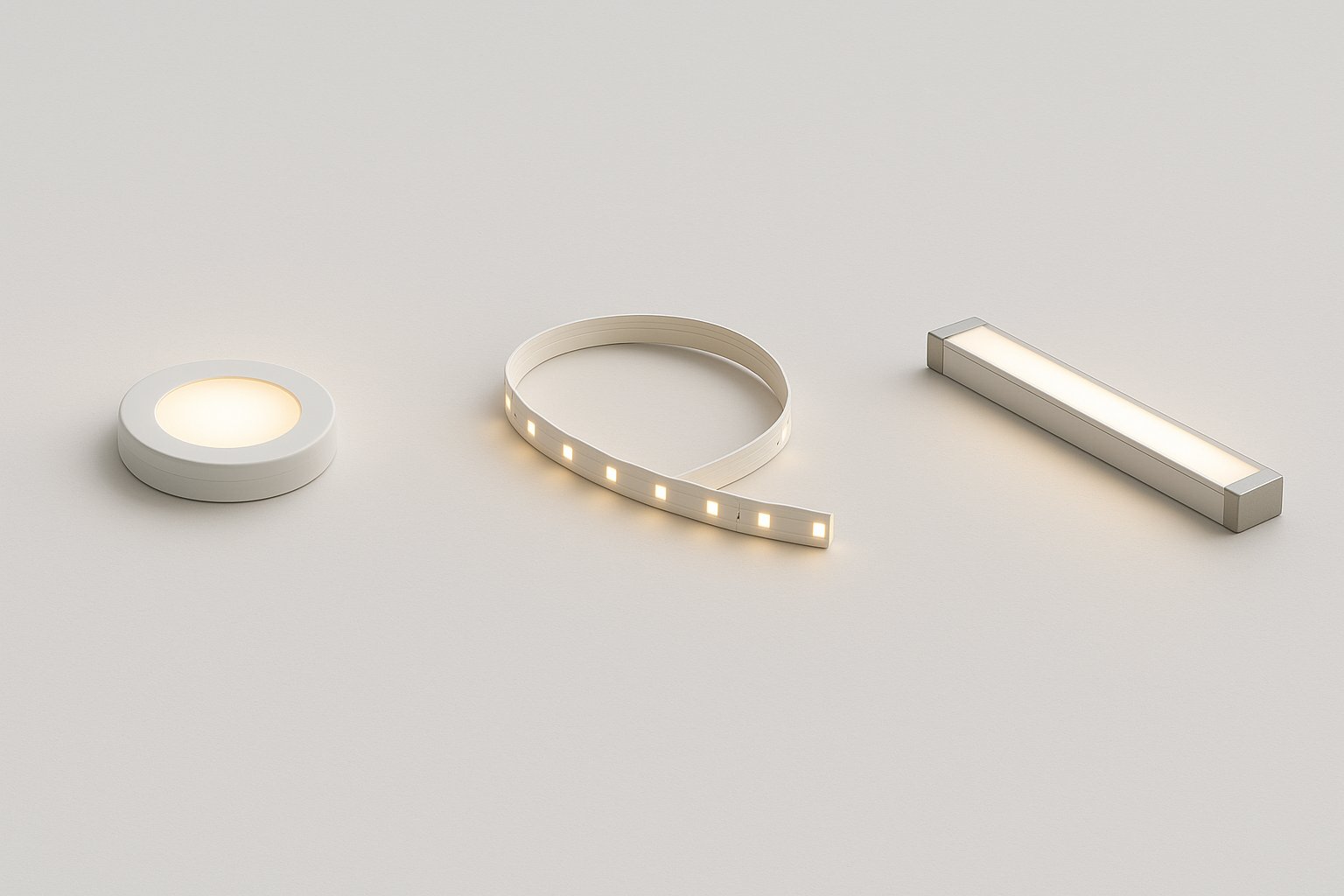 puck vs strip vs linear under cabinet lighting comparison