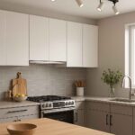 Track Lighting in Kitchens showcasing a modern setup with adjustable spotlights
