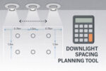 Downlight spacing calculator tool preview for UK room lighting layout