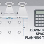 Downlight spacing calculator tool preview for UK room lighting layout