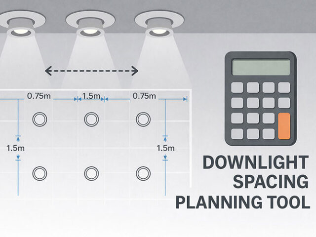 Downlight spacing calculator tool preview for UK room lighting layout